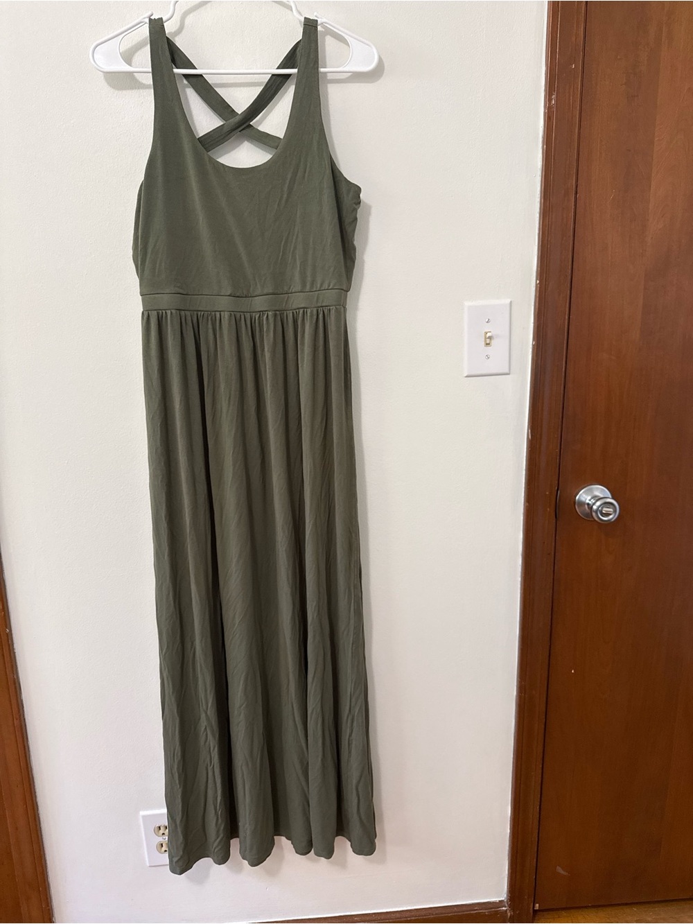 LOFT Olive Green Crisscross Back Maxi Dress